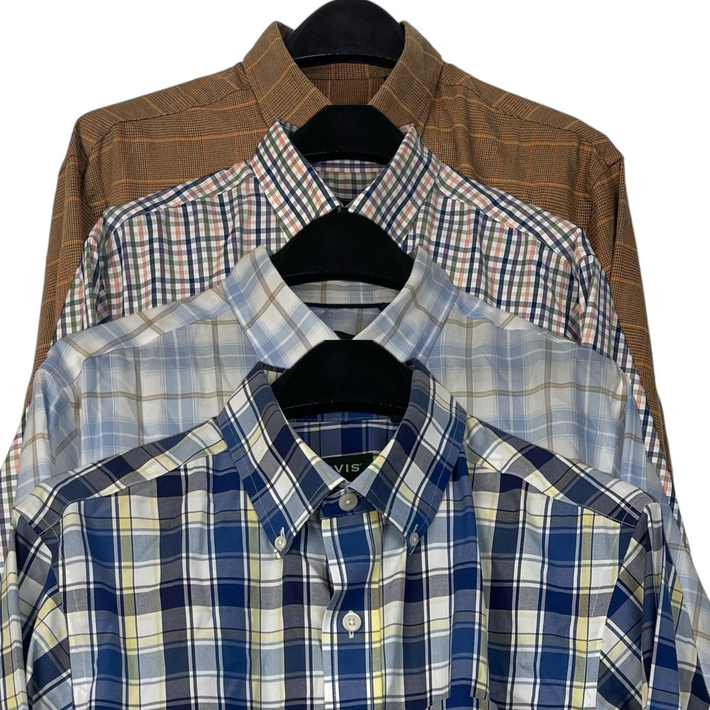 [LOT‎ OF 4] Orvis Plaid Button Down Long Sleeve Mens M Multi Plaid Blue Cotton